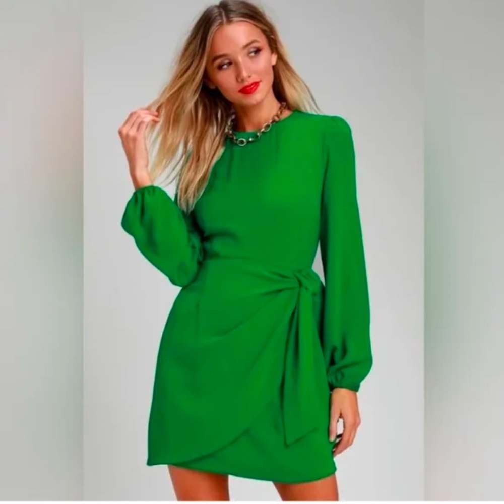 Lulus green wrap mini dress